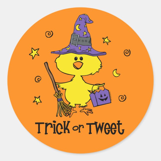 Trick oder Tweet Runder Aufkleber (Vorderseite)