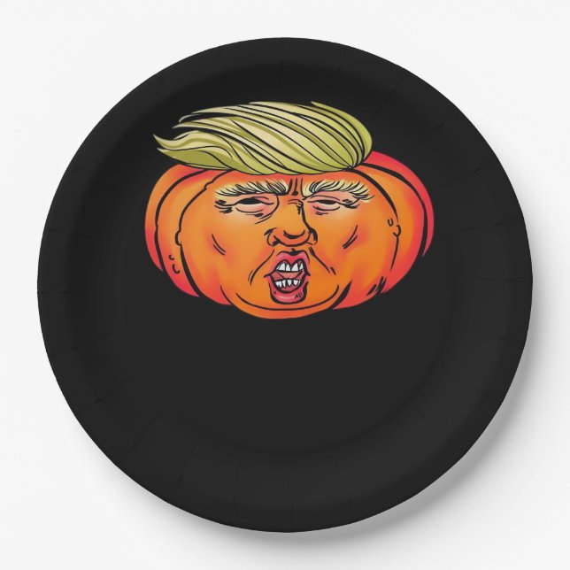 Trick oder Verrat Anti Halloween Pumpkin Trumpkin Pappteller (Vorderseite)