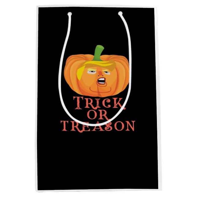 Trick oder Verrat Halloween Einprägen Trumpkin-Des Mittlere Geschenktüte (Vorderseite)