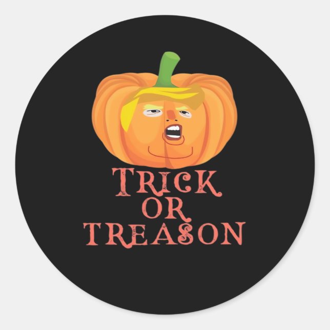 Trick oder Verrat Halloween Einprägen Trumpkin-Des Runder Aufkleber (Vorderseite)