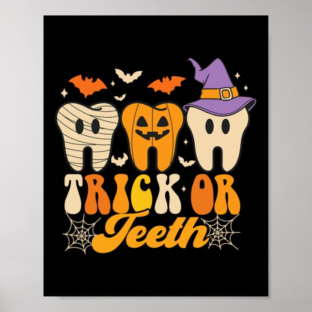 Trick oder Zähne Halloween Kostüme Dental Istant d Poster (Vorne)