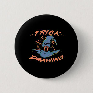 Trick oder Zeichnend Halloween-Künstlerin Beängsti Button