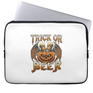 Trick Or Beer Halloween-Kürbis-Skelett-Flügel-Tass Laptopschutzhülle