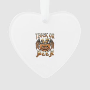 Trick Or Beer Halloween-Kürbis-Skelett-Flügel-Tass Ornament