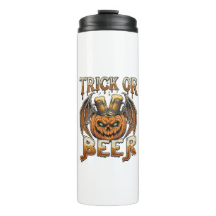 Trick Or Beer Halloween-Kürbis-Skelett-Flügel-Tass Thermosbecher