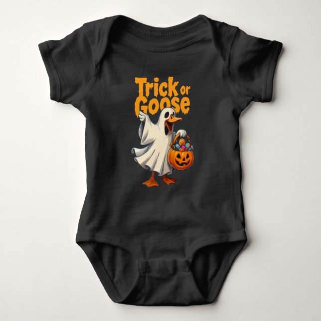 Trick or Gans Halloween Gans Baby Strampler (Vorderseite)