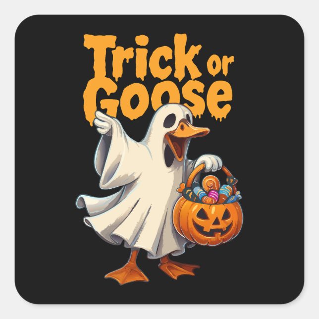 Trick or Goose Halloween Goose Quadratischer Aufkleber (Vorderseite)