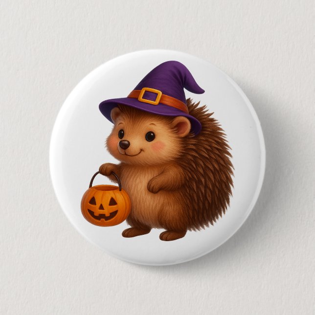 Trick-or-Leckerei-Igel Button (Vorderseite)