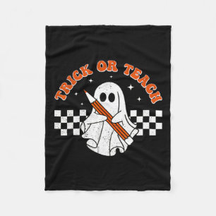 Trick or lehren Groovy Lehrer Halloween Retro Flor Fleecedecke