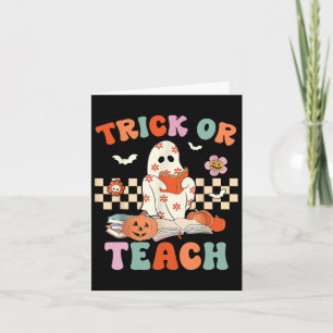 Trick or lehren Groovy Lehrer Halloween Retro Flor Karte