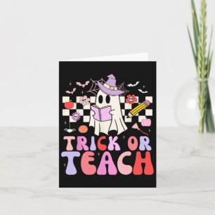 Trick or lehren Groovy Lehrer Halloween Retro Flor Karte