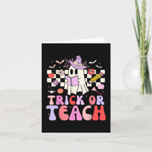 Trick or lehren Groovy Lehrer Halloween Retro Flor Karte