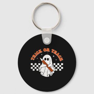 Trick or lehren Groovy Lehrer Halloween Retro Flor Schlüsselanhänger