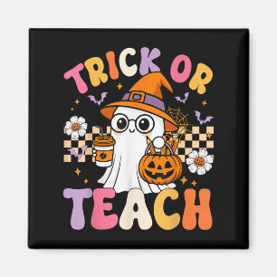 Trick or lehren Niedliche Ghost-Kaffeepumpen Hallo Magnet