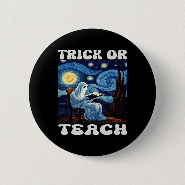 Trick or lehrer Halloween van Gogh St. Button (Vorderseite)
