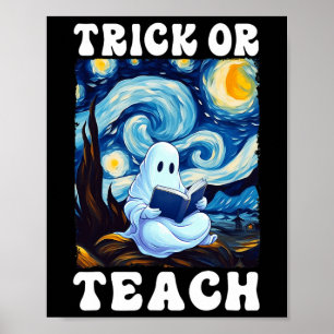 Trick or lehrer Halloween van Gogh St. Poster