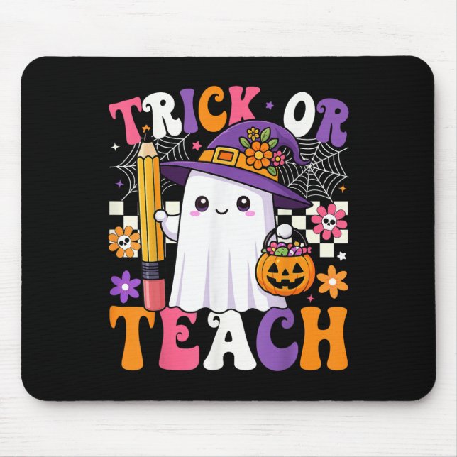 Trick or lehrer Pencil Ghost Funny Hallowee Mousepad (Vorne)