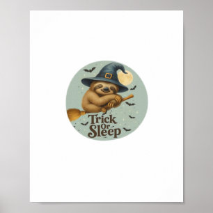Trick or Sleep – Süße Hexe Faultier Halloween Wort Poster
