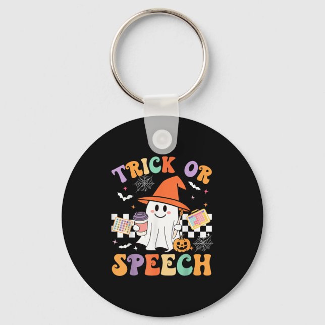 Trick Or Speech Halloween Slp Retro Speech Therapy Schlüsselanhänger (Vorderseite)