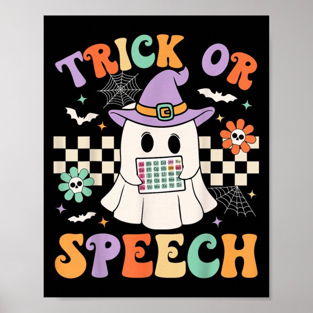 Trick or Speech Halloween Slp Retro-Sprechtherapie Poster (Vorne)