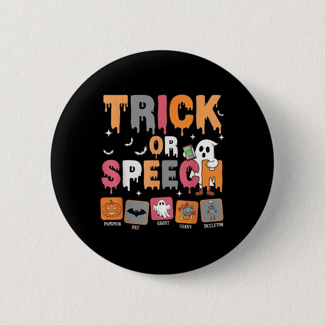 Trick or Speech Halloween Sprachpfad Button (Vorderseite)