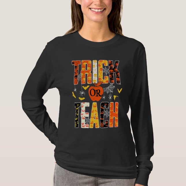 Trick Or Teach Cute Halloween Teacher T-Shirt (Vorderseite)