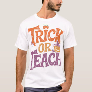 Trick Or Teach Groovy Lehrer Halloween Retro T-Shirt