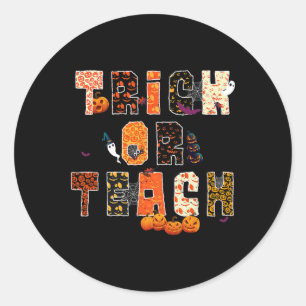 Trick Or Teach Gruseliger Halloween-Schullehrer Ed Runder Aufkleber