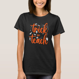 Trick Or Teach Halloween-Kürbis-Fledermäuse-Geist T-Shirt