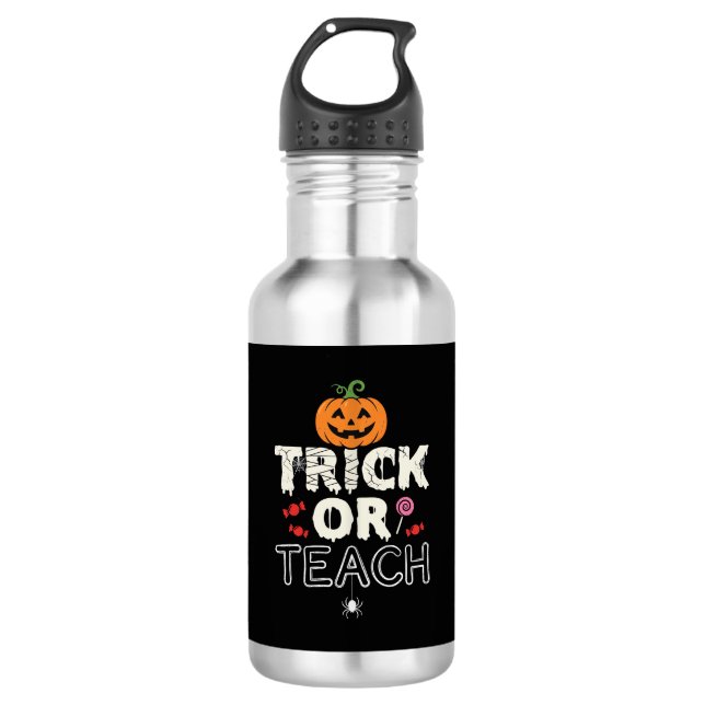Trick or Teach Halloween-Lehrer-Design (2)_1 Edelstahlflasche (Vorderseite)