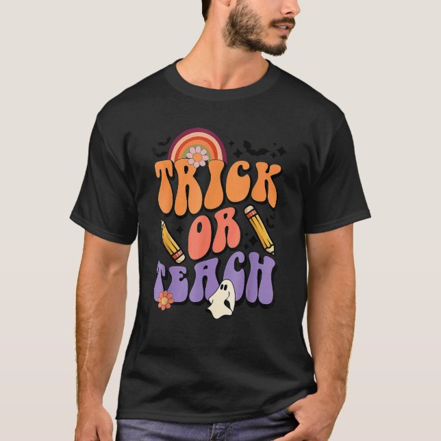 Trick Or Teach Retro Fall Halloween Costumes Teach T-Shirt (Vorderseite)