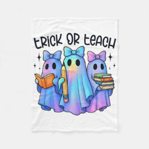 Trick or teeach Pastel Galaxy Ghost Halloween Spoo Fleecedecke
