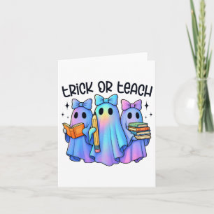 Trick or teeach Pastel Galaxy Ghost Halloween Spoo Karte