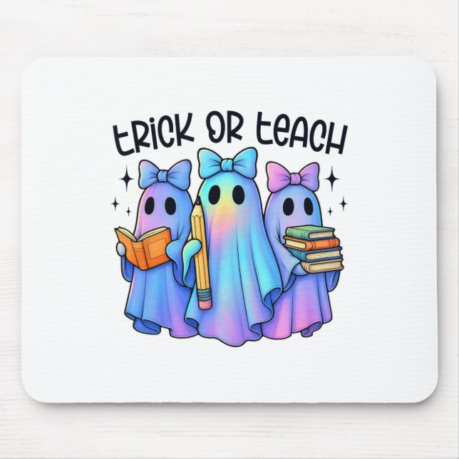 Trick or teeach Pastel Galaxy Ghost Halloween Spoo Mousepad (Vorne)