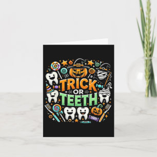 Trick or Teeth Funny Dentist Halloween Dental Hygi Karte
