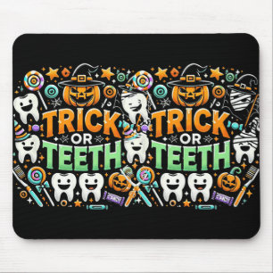 Trick or Teeth Funny Dentist Halloween Dental Hygi Mousepad