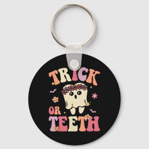 Trick or Teeth Ghost Groovy Dental Halloween Lecke Schlüsselanhänger