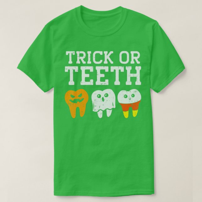 Trick or the Funny Dental Halloween Leckerei Denti T-Shirt (Design vorne)