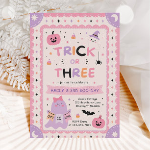Trick or Three 3. Geburtstag Halloween Einladung