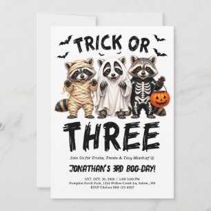 Trick or Three 3. Geburtstags-Halloween-Party-Einl Einladung
