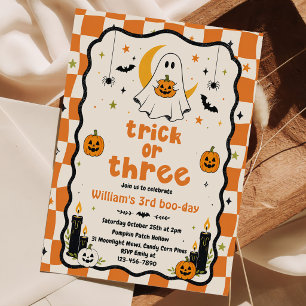 Trick Or Three Halloween-Geist 3. Geburtstag Einladung