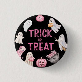 Trick Or Three Halloween Ghost Birthday Party Button