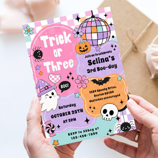 Trick Or Three Halloween Groovy Geist 3. Geburtsta Einladung