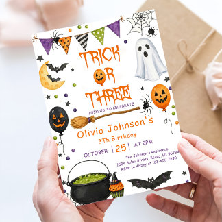 Trick Or Three Halloween Groovy Geist 3. Geburtsta Einladung