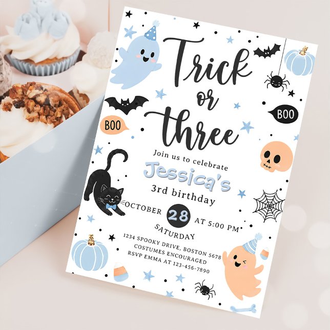 Trick Or Three Halloween Groovy Geist 3. Geburtsta Einladung (Von Creator hochgeladen)