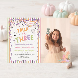 Trick or Three Whimsical Mädchen Geburtstagseinlad Einladung