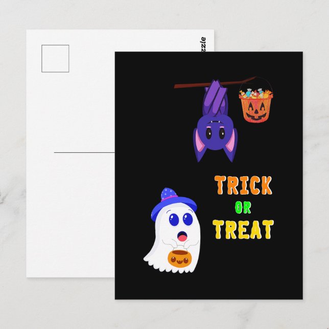 Trick or Treat Bats Candy 31 UK Oktober Halloween Postkarte (Vorne/Hinten)
