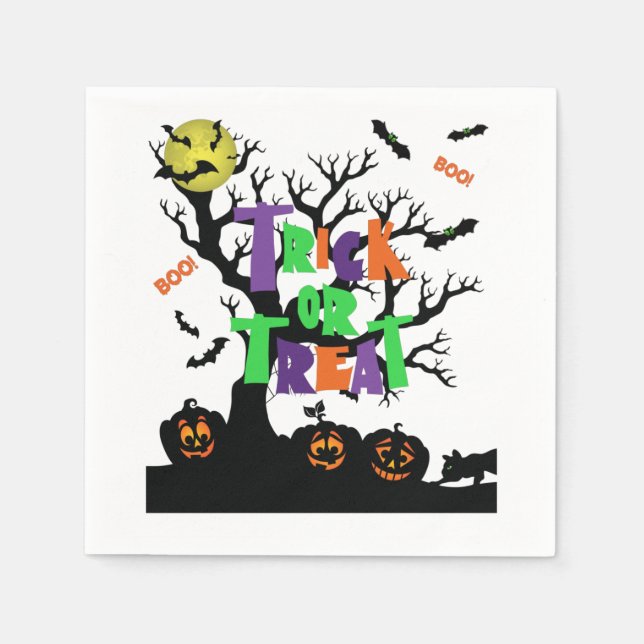 Trick or Treat Boo 3 Ply Napkins Serviette (Vorderseite)