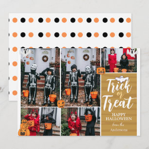 Trick or Treat Boo Halloween Familienfoto Collage Feiertagskarte