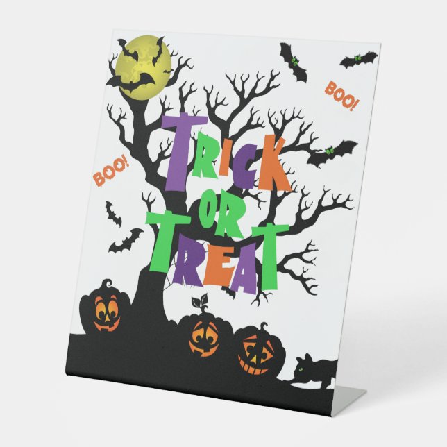 Trick or Treat Boo Pedestal Sign Sockelschild (Vorderseite)